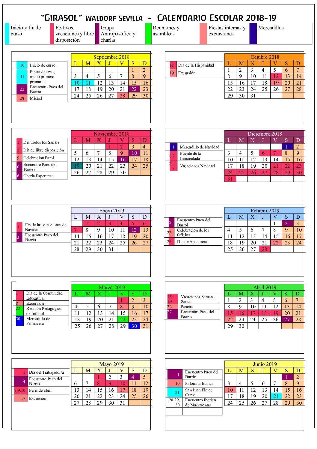 Protegido: School Year Calendar with meetings, conferences…